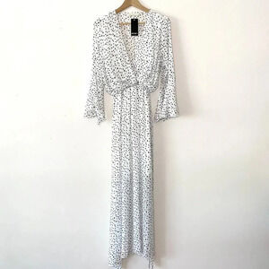 NWT Nasty Gal Retro & Icone Dot Your Number Spotty Maxi Dress White Womens Med
